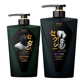 Combo dầu gội Hasi Kokeshi chai 380g và sữa tắm Hasi Kokeshi chai 550g