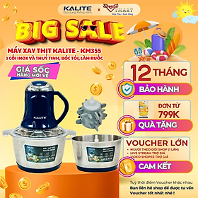 Mua Máy Xay Thịt 2 Cối inox & Thủy Tinh Kalite KM355 (Model 2024) Đa năng  2.0L - Công Suất 300W  Kèm Dụng Cụ Bóc Tỏi- Hàng Chính Hãng