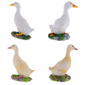 4 Pieces garden lovely gift Farm Resin Animal Ornament Pond Water Standing Duck