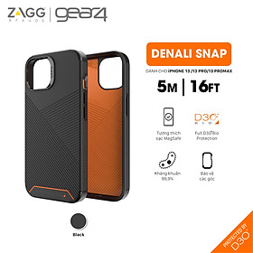 Ốp lưng chống sốc Gear4 D3O Denali Snap 5m hỗ trợ sạc Magsafe cho iPhone 13 series - Hàng chính hãng