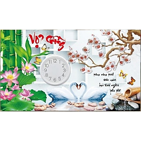 Mua TRANH THÊU 3D ĐỒNG HỒ VỢ CHỒNG 60x38CM - TỰ THÊU