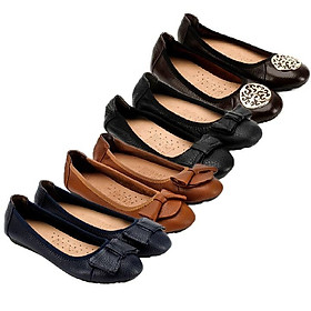 Giày nữ búp bê Huy Hoàng da bò màu da, đen, nâu, xanh đậm HT7905-06-07-08