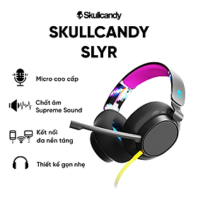 Tai Nghe Có Dây Gaming Skullcandy SLYR - Màu Đen - Kết nối đa thiết bị - Chất âm Supreme - Mic chất lượng cao - Hàng chính hãng
