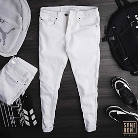 Quần jean dài nam, quần bò nam màu trắng trẻ trung phong cách dễ phối đồ