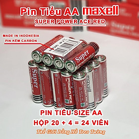 Pin tiểu Maxell AA Hộp 24 Viên Supper Power ACE Red  1.5V – Indonesia Vỏ Nhôm Chống chảy nước