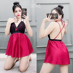 Set Đồ Ngủ Sexy Nữ Đồ Bộ Nữ Hai Dây Chéo Lưng, Ngực Thêu Hoa Tạo Sự Gợi Cảm Hấp Dẫn Cho Bạn Gái