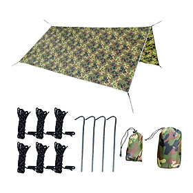 10 x 10FT Camping Tent Tarp Sail Canopy Camouflage Tarpaulin Shelter Waterproof Rain Fly UV Resistant Sun Shade Tent set