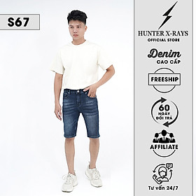 Quần Short Jeans Nam Cao Cấp HUNTER X-RAYS Form Slimfit Thun Màu Xanh Đẹp S67