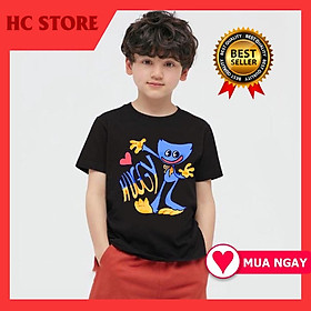 Áo thun trẻ em in hình game poppy playtime búp bê huggy wuggy 2 màu đen trắng cực HOT