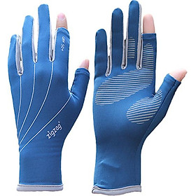 Găng tay hơ ngón chống nắng UPF50+ xanh xám Zigzag GLV00805 size