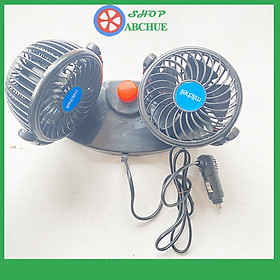 Quạt Đôi Cho Ô Tô Xe Hơi Máy Công Trình Tiện Dụng 12V hoặc 24V loại nhỏ