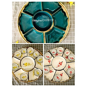 Mua Bộ bát đĩa hoa mặt trời kèm khay tre