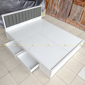 Mua  Freeship HCM  Giường ngủ bọc nệm gỗ MDF 2 hộc kéo CPX-G37
