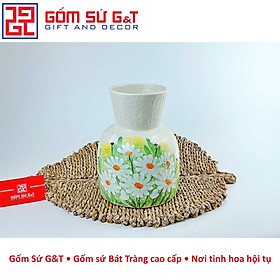 Lọ hoa dáng đầm cổ thấp vẽ cúc họa mi Gốm Sứ G&T