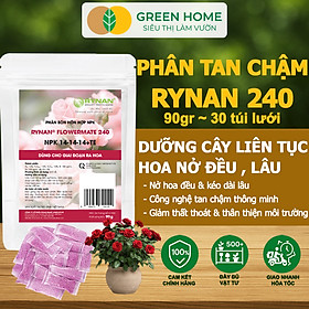 Mua Phân Tan Chậm GreenHome  Rynan 240  Bao 90gr ~ 30 Túi Lưới 3gr  Dùng Cho Hoa Hồng Ra Hoa Đều Và Rực Rỡ