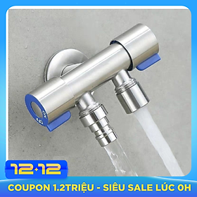 Van Nước 2 cổng xả có điều khiển riêng biệt dạng vòi chia nước. Đường kính van 20mm, Chất liệu bằng Inox