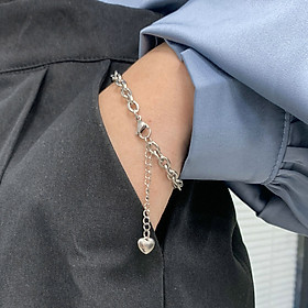 Lắc tay unisex vòng tay nam nữ cá tính trái tim phong cách Hàn Quốc