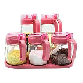Mua ComBo 5 Hũ Đựng Gia Vị Thủy Tinh. Set Bộ 5 Hũ Gồm 2 Bình Rót Và 3 Hũ Đựng Chất Lỏng. Hũ gia vị có muỗng