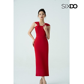 Đầm lụa ôm midi đỏ thời trang SIXDO