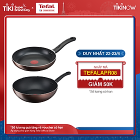 Combo 2 chảo chống dính đáy từ Tefal - Chảo chiên 24cm G1430405 Day By Day & Chảo xào 26cm G1437705 Tefal Day By Day - Hàng chính hãng