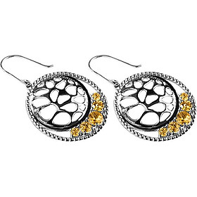 Bông Tai Bạc Gắn Đá Thiên Nhiên Natural Citrine JNB gemstone (Thạch Anh Vàng)