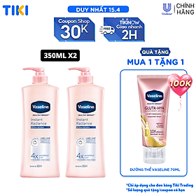 Combo 2 Sữa dưỡng thể dưỡng sáng da tức thì VASELINE Healthy Bright Instant Radiance 350ML/chai