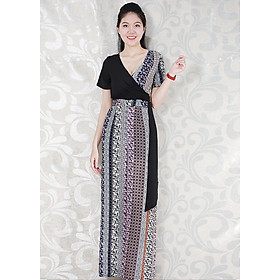 Jumpsuit Dài Dạo Phố Kiểu Jumpsuit Cổ Đắp Chéo Phối Phụ Kiện GOTI 3198