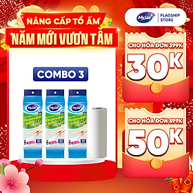 Combo 3 Khăn lau sợi tre MyJae lau chùi tiện lợi, đánh bay dầu mỡ 20cm x 25cm (30 Tờ/Bịch)