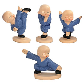 4x Little Monk Statue 6/7cm Desktop Figurine Mini Small Bookcase Ornament