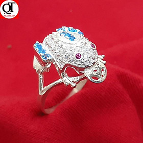 Nhẫn nữ con cóc ngâm kim tiền phong thủy chất liệu bạc ta gắn đá cao cấp trang sức Bạc Quang Thản - QTNU3
