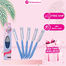 Dao Cạo Lông Mày Lưỡi Thép Có Màng Bảo Vệ Kai Kazor BTM Beauty Guar 00661 Dành Cho Nữ Set 5 cây (Combo Dao Cạo Và Set 24ml)