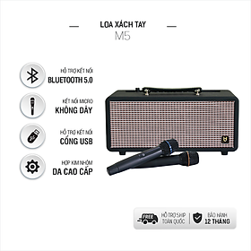 Mua   TẶNG KÈM 2 MICRO HỢP KIM   Loa Kéo Bluetooth Xách Tay Nhỏ Gọn 2 Bass & 2 Treble B&D M5 - Hàng Chính Hãng