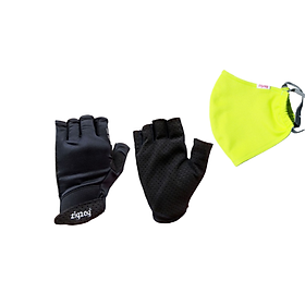 Combo găng tay thể thao Đen + khẩu trang 3 lớp chống nắng UPF50+ Zigzag
