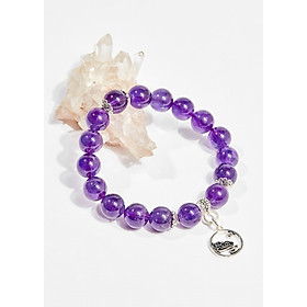 Vòng tay phong thủy đá thạch anh tím charm hoa 10mm mệnh hỏa , thổ - Ngọc Quý Gemstones