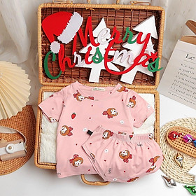 Bộ ngắn tay quần Chip thun lạnh Minky mom in nhiều hoạ tiết cho bé trai bé gái từ 3-15kg