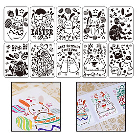 10 Pieces Easter Stencils Set Cartoon Stencils for Painting Learning, DIY Craft Decoration