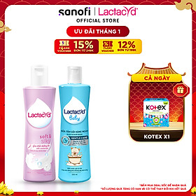 Bộ Dung Dịch Vệ Sinh Phụ Nữ Lactacyd Soft & Silky Dưỡng Ẩm 250ml + Sữa Tắm Gội Trẻ em Lactacyd Baby Gentle Care 250ml