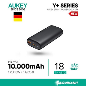 Mua Sạc Dự Phòng Aukey PB-Y36 10.000 mAh Lõi Pin Tesla Bền X7 Lần  Sạc Nhanh QC 3.0 Và PD 18W  Tích Hợp Đèn Báo - Hàng Chính Hãng
