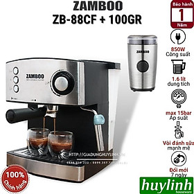 Combo máy pha cafe Espresso Zamboo ZB-88CF + Máy xay cà phê 100GR - Hàng chính hãng