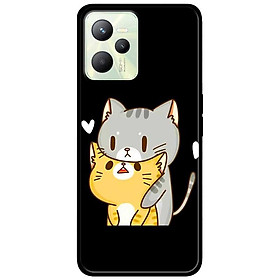 Ốp lưng dành cho Realme C35 - Realme Narzo 50A Prime mẫu Hai Chú Mèo Ôm Nền Đen