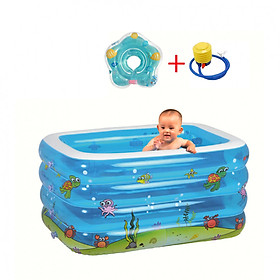 Mua Bể bơi 4 tầng cao cấp màu xanh tặng phao đỡ cổ cho bé