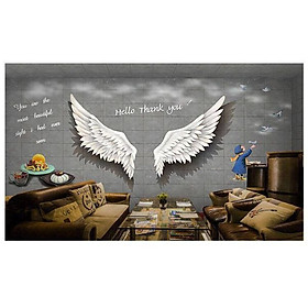 Mua TRanh dán tường 3d đôi cánh thiên thần - ép kim  sa - có sẵn keo TB19