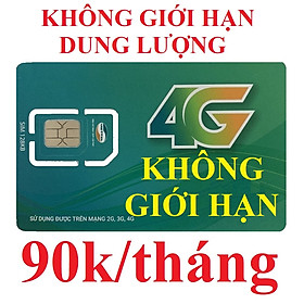 Sim 4G Viettel SG90 - Không giới hạn dung lượng (9Gb tốc độ 4G, sau đó dùng không giới hạn tốc độ 3G 1Mbs, xem youtube facebook mượt không bị đứng). Nạp 90k/tháng