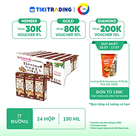 [15-17.07 QT Đơn 159K]Sữa hạt cao cấp Óc chó-Macca-Đậu đen-Hạnh nhân-Đậu nành & Yến mạch ít đường 190ml (24 hộp/thùng)