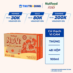 Thùng 48 hộp Sữa Chua Uống Có Thạch NuVi Vị Cam 100ml - Tăng Chiều Cao, Mắt Sáng