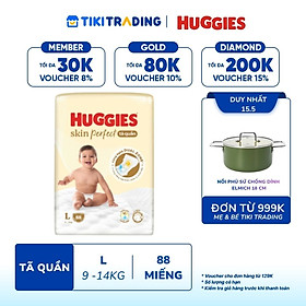 Tã quần Huggies Skin Perfect Mega Jumbo L88 miếng với 2 vùng thấm giảm kích ứng da