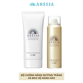 Bộ đôi Kem chống nắng dưỡng trắng dạng gel Anessa Whitening UV Sunscreen Gel 90g + Kem chống nắng dưỡng da dạng xịt bảo vệ hoàn hảo Anessa Perfect UV Sunscreen Skincare Spray 60g