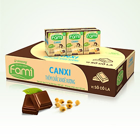 Thùng sữa đậu nành Fami Canxi  Vị sô cô la  hộp (200ml x 36 hộp)