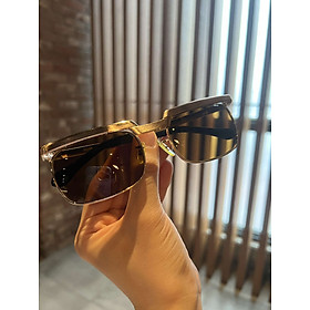 Kính râm nam Solex chữ H Mắt thủy tinh chống Uv Gọng mạ vàng 14K + Fullbox phụ kiện