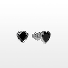 Bông tai bạc trái tim mặt đá đen - SB16815